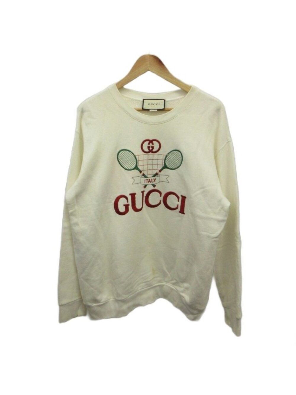 Gucci Club Multi Sweatshirt Top Long Sleeve Logo Embroidery White Red Green